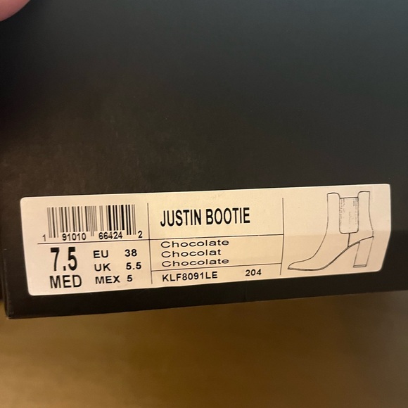 Kenneth Cole New York Brown Leather Justin Round Toe Block Heel Booties Size 7.5 - Picture 5 of 5